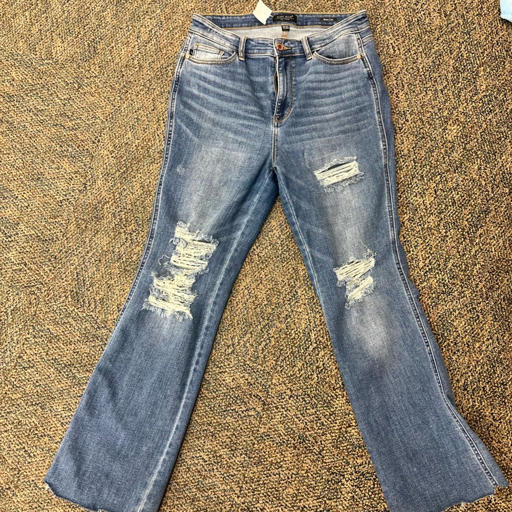 Judy Blue Jeans Womens 11/30 Blue Skinny Fit Distressed Medium Wash